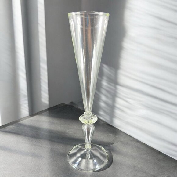 Venetian Clear Glass Champagne Flute Glasses Tall Elegant Delicate Italy Set 3 - Picture 2 of 16